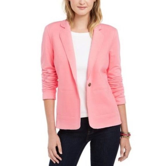 Tommy Hilfiger Single-Button Knit Blazer - Pink, S - Picture 5 of 9
